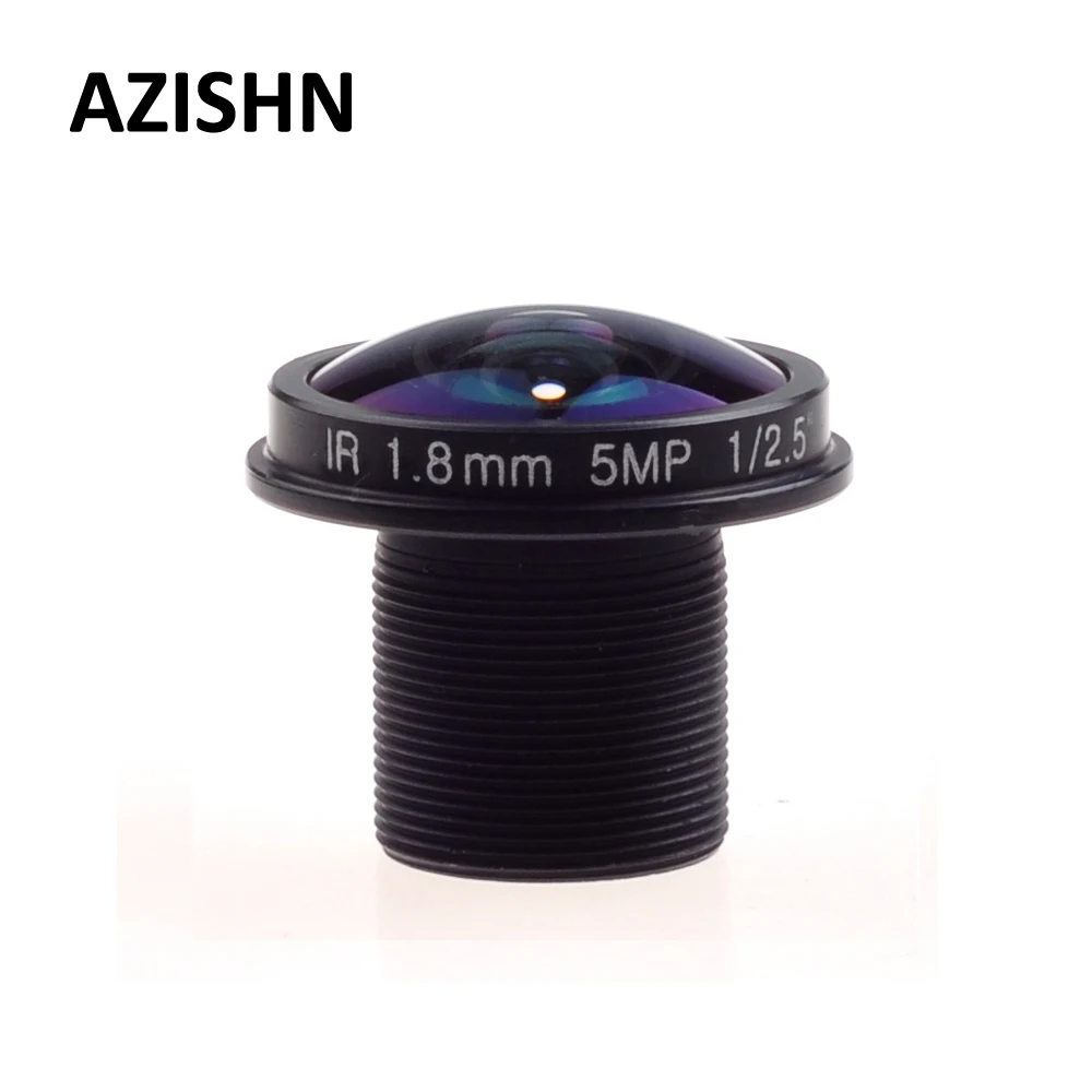 AZISHN obiektyw typu rybie oko obiektywy kamery przemysłowej 5MP 1.8mm M12 180 stopni z szerokim kątem widzenia kąt F2.0 1/2.5 "dla aparat IP HD