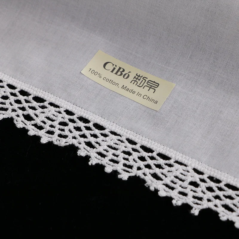 D001: White premium cotton lace handkerchiefs crochet hankies for women/ladies wedding handkerchief