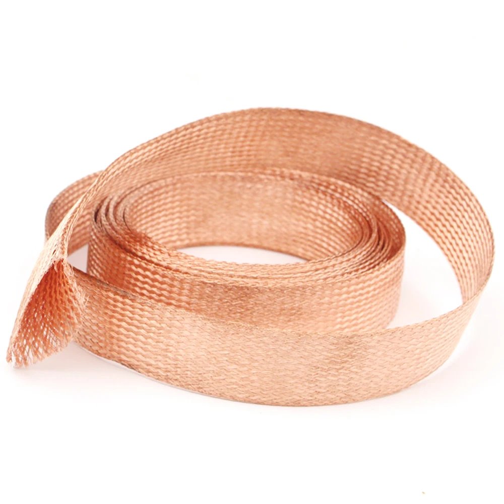 

1m 15mm Flat Tinned Copper Braid Sleeve Screening Tubular Cable DIY