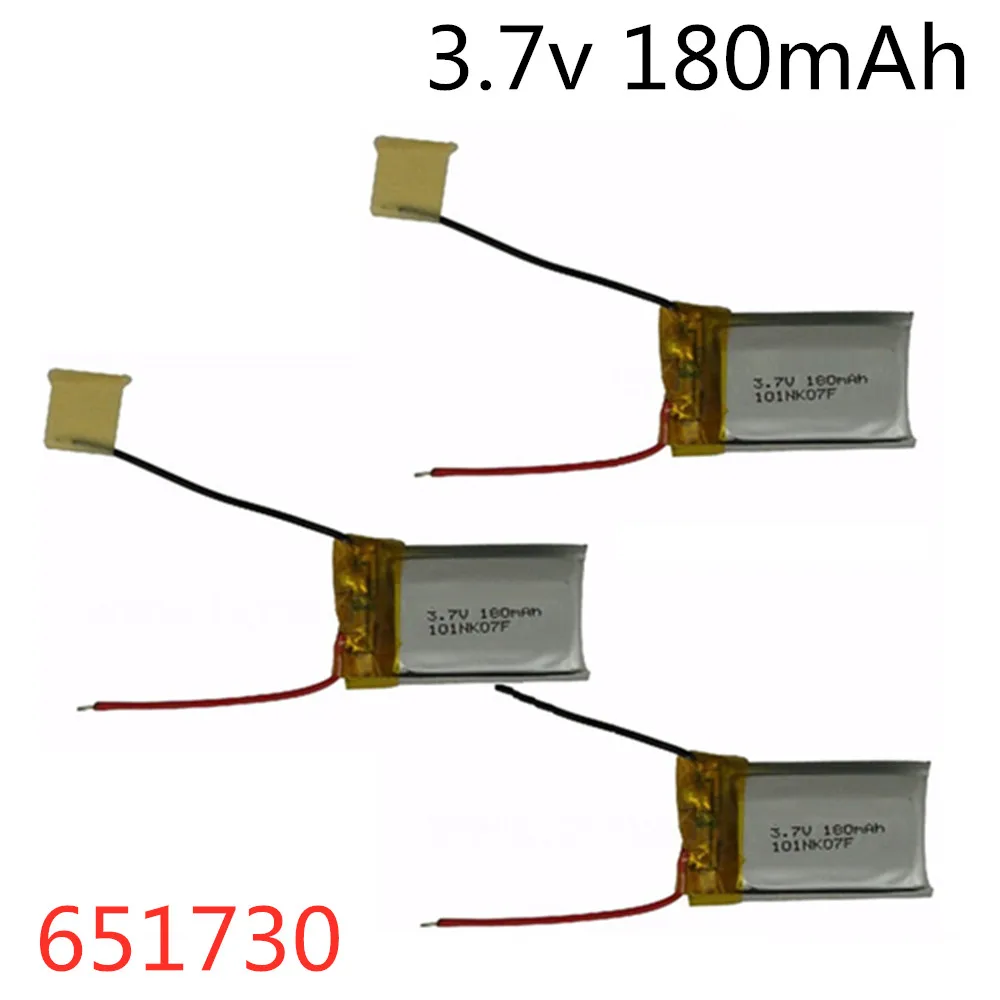 3Pcs 3.7V 180mAh 651730 Lipo Battery For Syma S107G S109G S111G MJXRC X900 X901 Remote Control Helicopter 3.7 V 180 mAh Battery