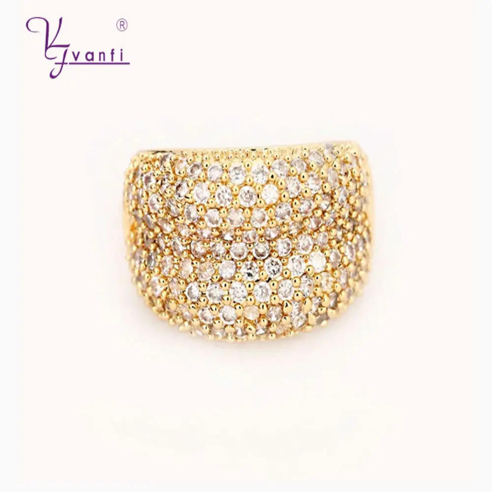 

High Quality Hot Sale New Fashion Copper Charming Vintage Gold Rings Cubic Zircon Jewelry For femme