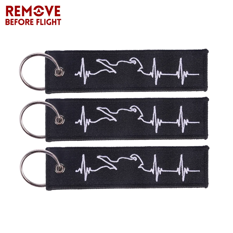 Embroidery Key Fobs Jewelry Fashion Biker Heartbeat Keychain Motorcycles and Cars Fashionable Chain Keychain for Biker Lovers