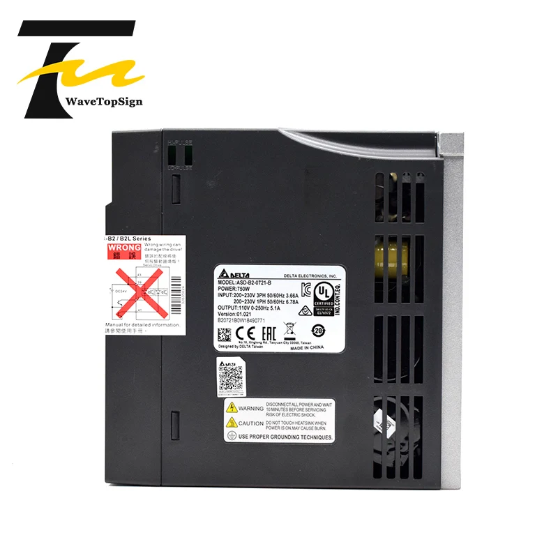 WaveTopSign Delta Servo Motor kit 750W B2 Series ASD-B2-0721-B ECMA-C20807RS 2.39N.M 5.1A with 3M cable