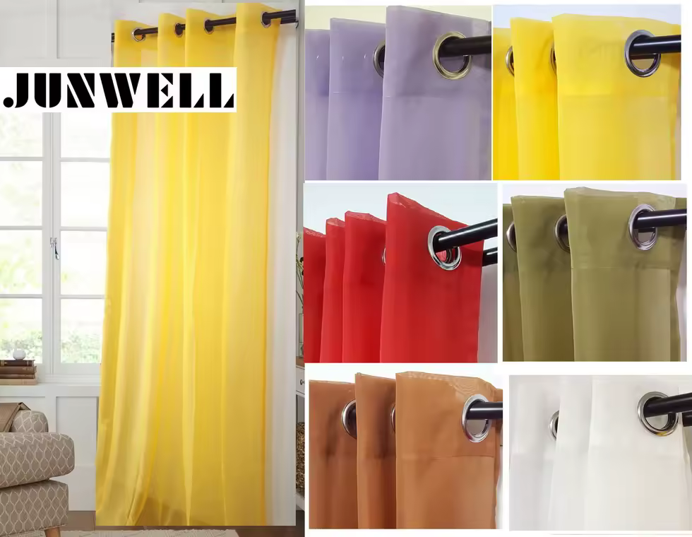Junwell Sheer חלון וילון פנל מוכן Grommet חריר למעלה מוצק לבן וואל לבית מלון מטבח חיצוני