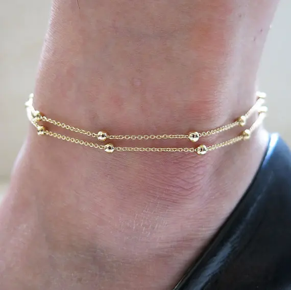 2020 New Fashion Footwear Jewelry Punk Style Gold Two-color Chain Ankle Bracelet New Product Launch Bracelet Leg Jewelry