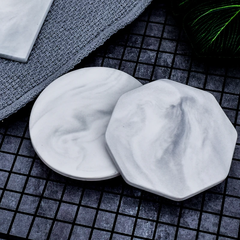 Creative Marble Ceramic Gold Plating Coaster Cup Mats Waterproof Heat-insulated Home Decoration Desktop Chic Table Placemat