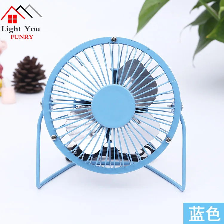 2pcs USB Cartoon Metal Mini Fan 4inch Aluminum Leaf Mini Ultra Silent Contrast Small Fan Iron Computer Fan