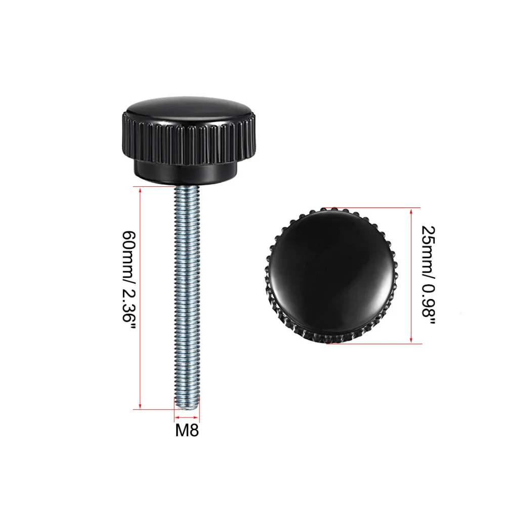 6Pcs M8x60mm Male Thread Knurled Clamping Knobs Grip Clamping Handle Bolt Bakelite Hand Knob Tightening Screw Industry Equipment