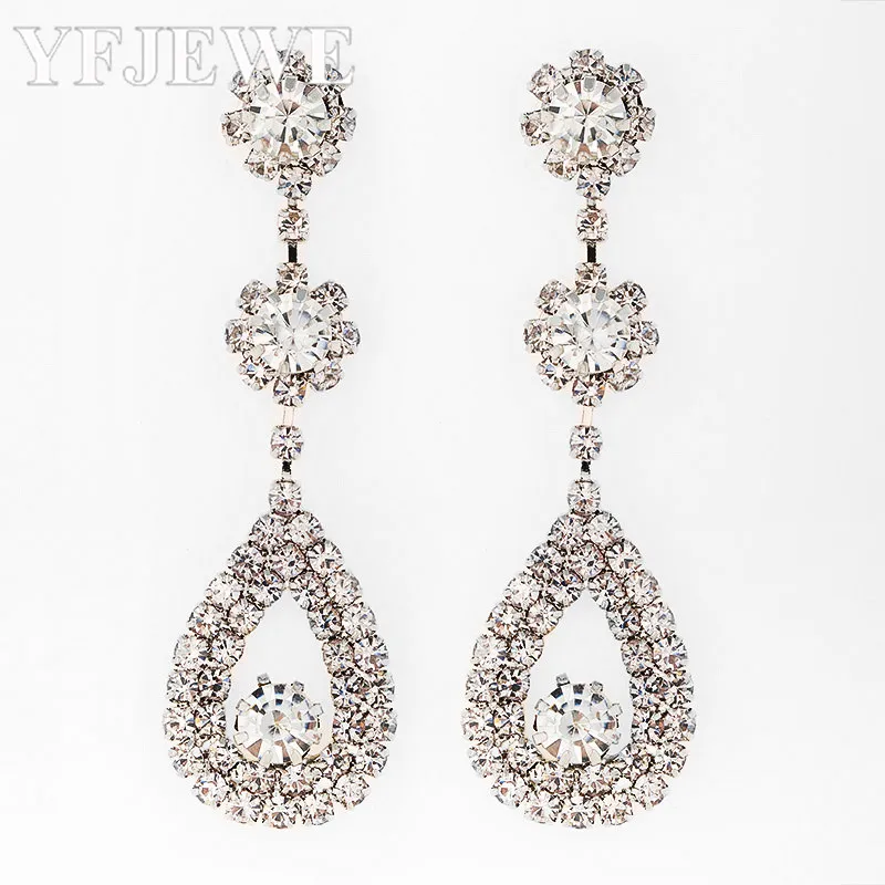 YFJEWE Cubic Zirconia Drop Earrings with Tiny CZ Luxury Bridal Wedding Earrings for Women Rhodium Plated Wholesale