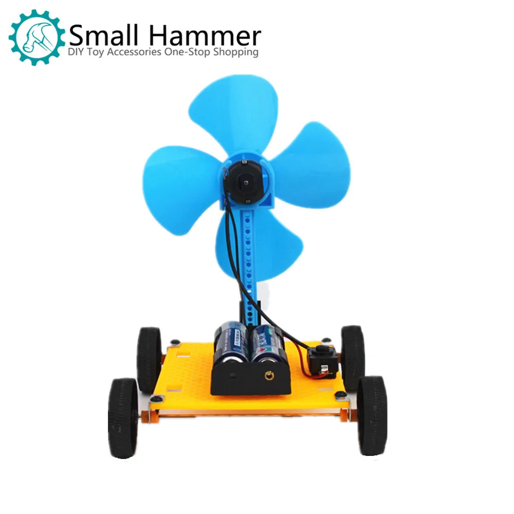 Assembling  wind car Homemade manual DIY science experiment toy Small invention