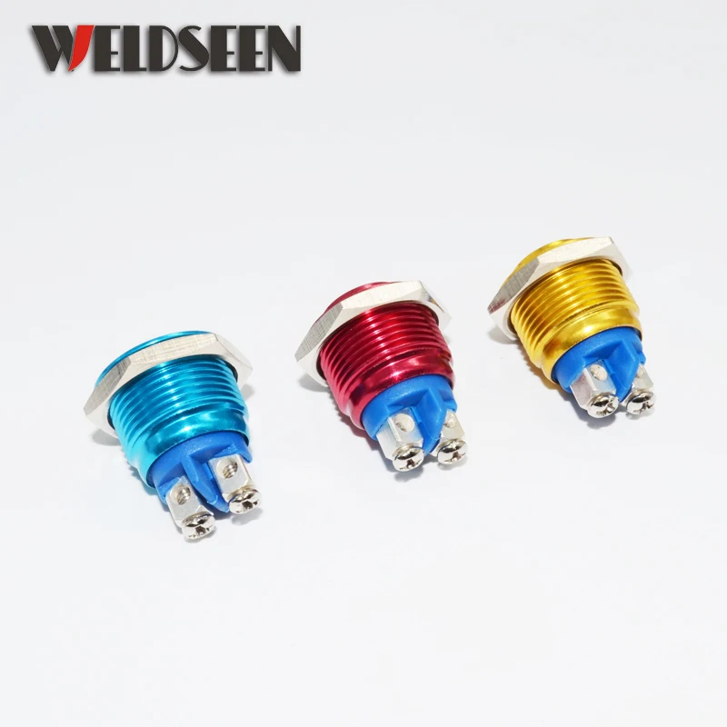 16mm Metal Self Reset Push Button Switch 5 Colors Screw Contacts Car Auto Engine PC Power Start DIY