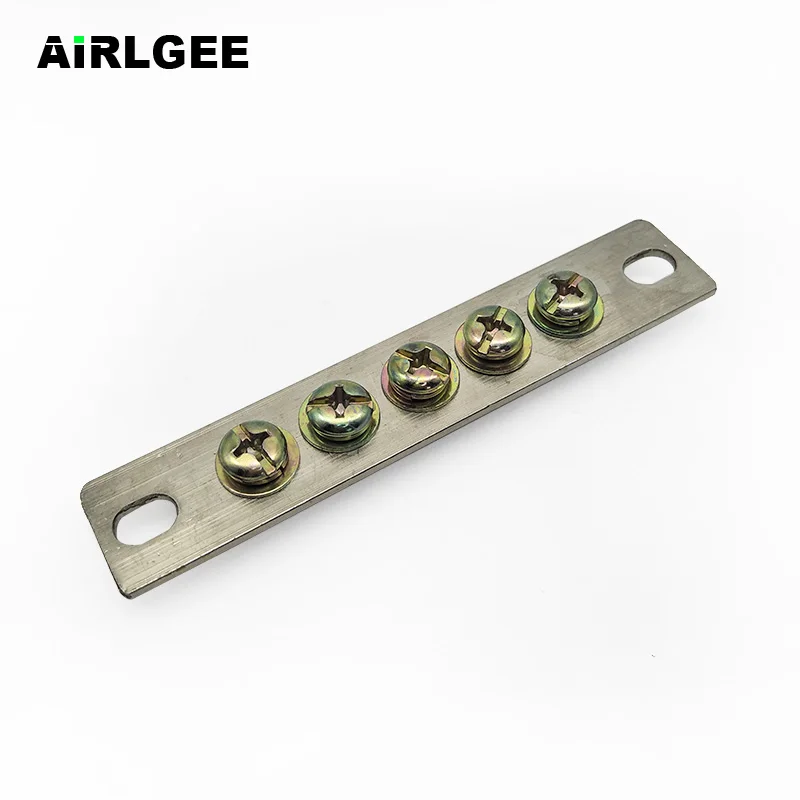 250V 25A 5 Positions Straight Neutral Ground Wire Row Brass Copper Electrical Bar Terminal Block For Distribution Free shipping