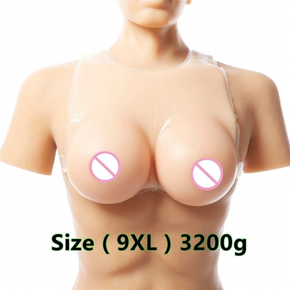 3200g  G Cup Suntan Artificial Silicone Breast Form Strap-On Full Silicon Breast Form False Boobs Enhance