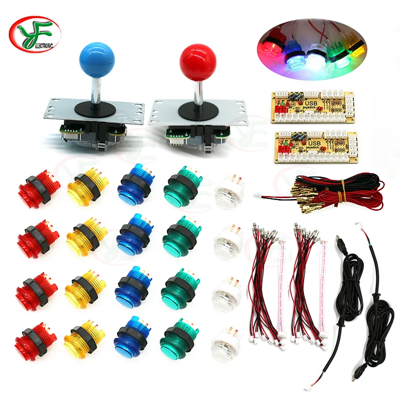 Zero Delay Joystick Arcade DIY Kit LED Push Button+Joystick+USB Encoder+Wire Harness USB Controller For Arcade Mame Arcade Game