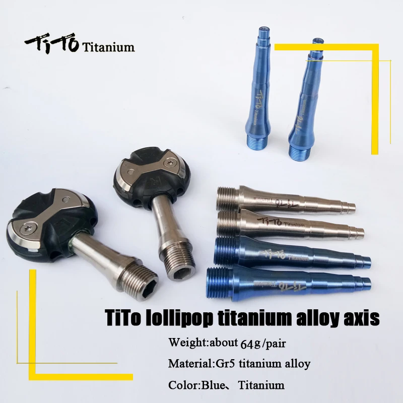 TiTo lollipop titanium alloy axis MTB road bike pedals light weight and durable cycling bicycle titanium pedals part axis