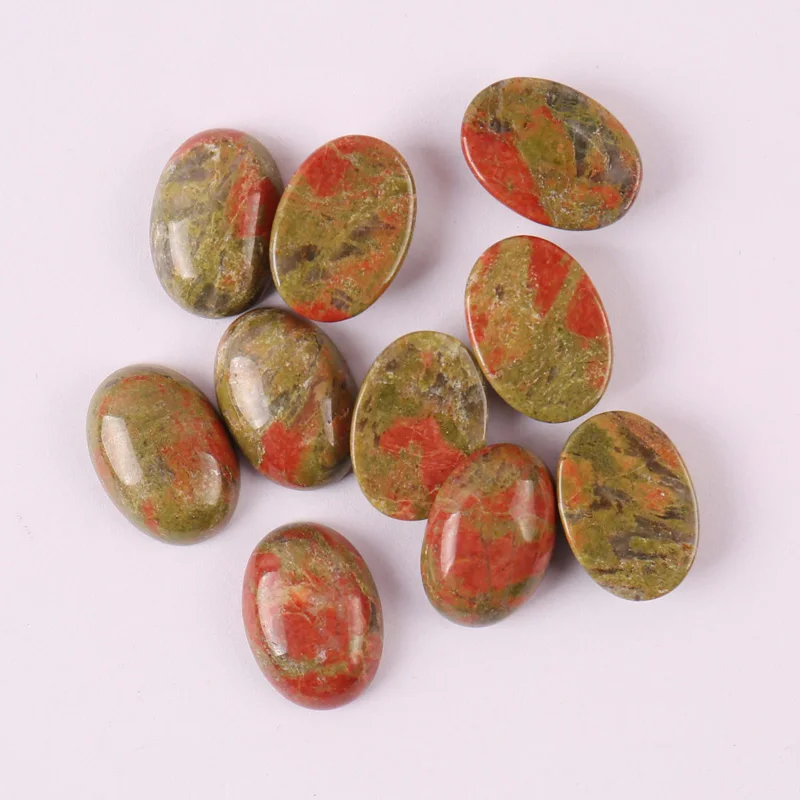 18x13MM Unakite Epidote Oval CAB Cabochon Jewelry For Woman Gift Bead (10 pcs/lot) Fashion H012