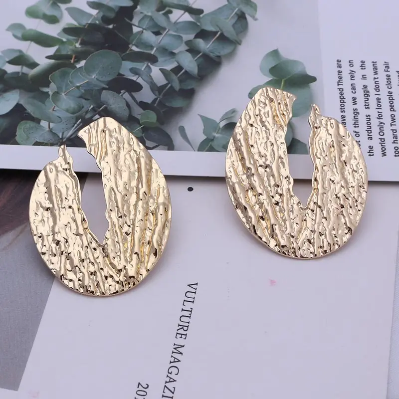 Big Gold Statement Water Drop Earrings Jewelry for Women Punk Vintage Gold Silver Color Geometric Metal Hanging Dangle Earring