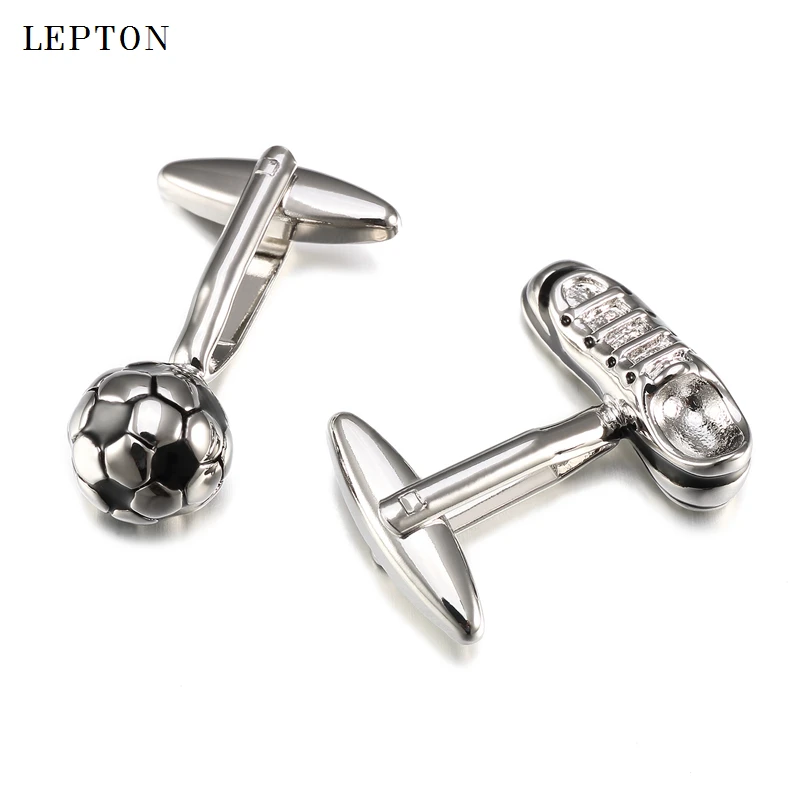 Newest Soccer Style Cufflinks For Mens Shirt Cuffs Accessories Lepton Hot Sale High Quality White Football Cuff Links With Box