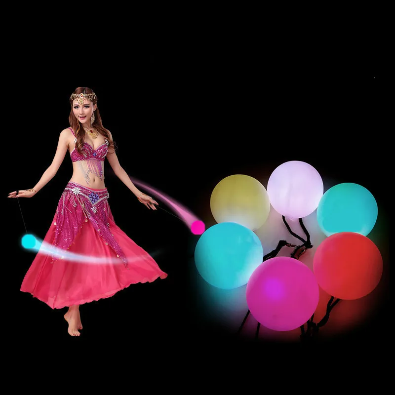 Ruoru 16 pieces = 8 pair belly dance ball RGB glow LED POI thrown balls for belly dance hand props stage performance accessories