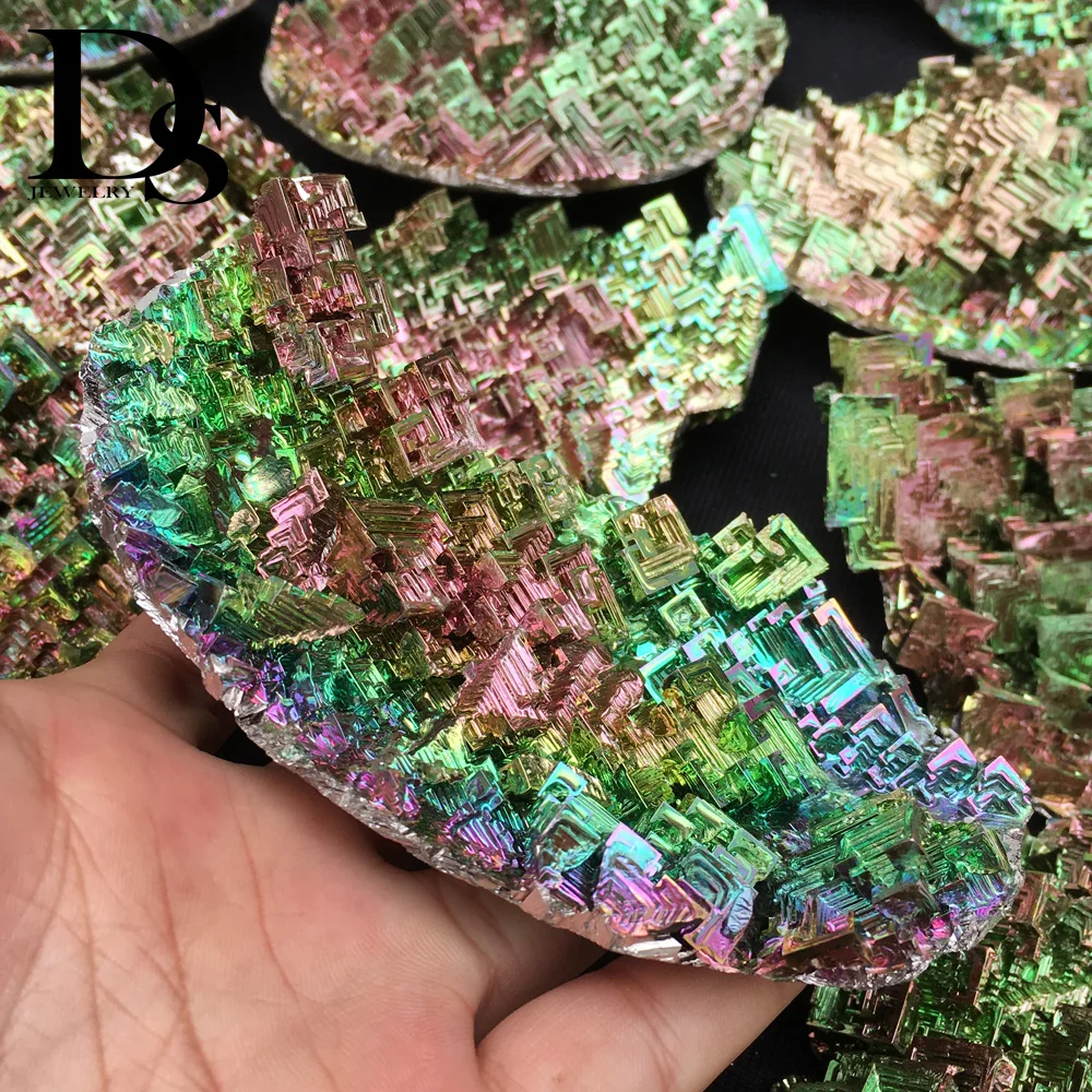 DS 800-850g Bismuth Crystals High Pure Bismuth Bi Metal Crystal Rainbow Metal Mineral Specimen Artwork Home Decration Gift