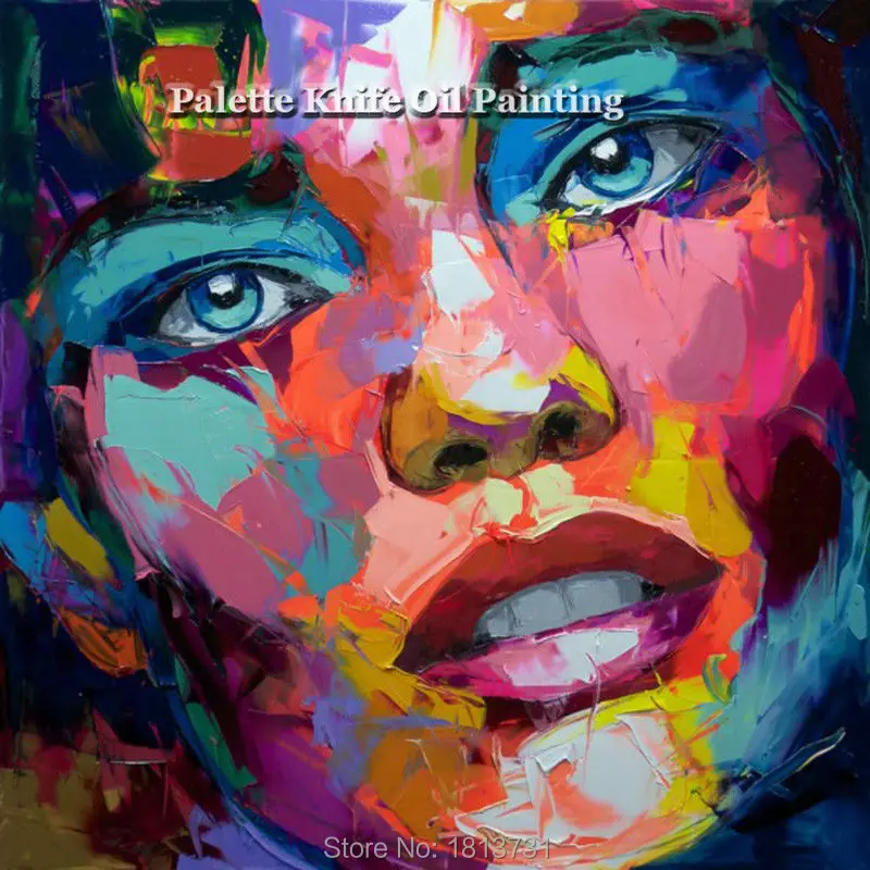 

Hand painted Francoise Nielly Palette knife portrait Face Oil painting Character figure canva wall Art picture14-30