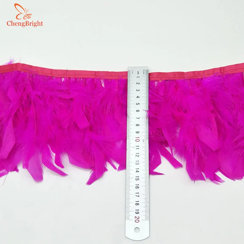 ChengBright Đẹp 2 Yards Thổ Nhĩ Kỳ Feathers Trim Vải Biên Gà Pheasant Feather Trims Quần Áo Cưới Feathers Ribbon DIY