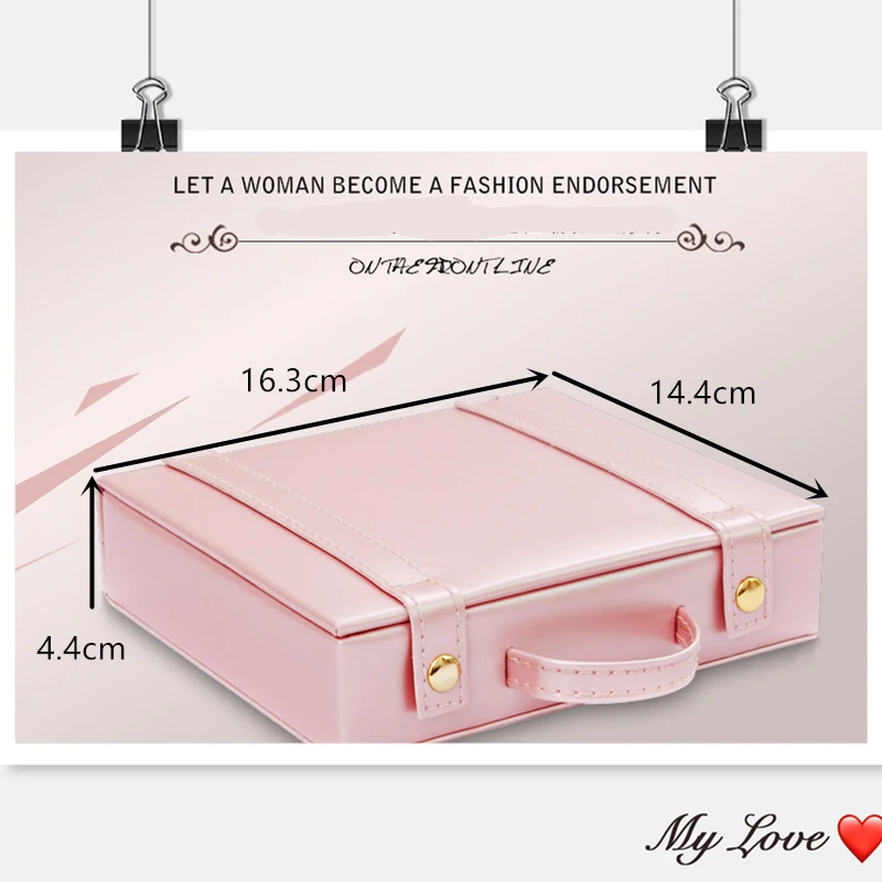 Travel jewelry packing box cosmetic makeup organizer Jewelry box earrings display rings organizer jewellry casket carrying case