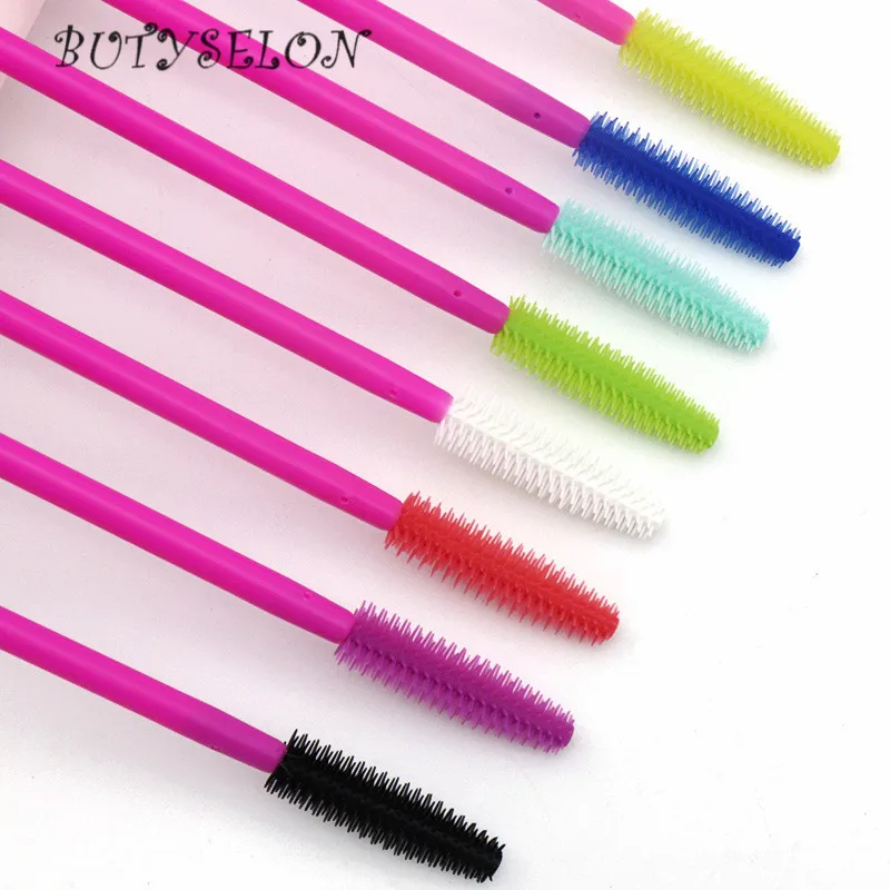 50pcs Disposable Silicone Eyelash Brushes Mascara Wands Applicator Eyebrow Comb Microbrush Lash Extension Supplies Makeup Tools