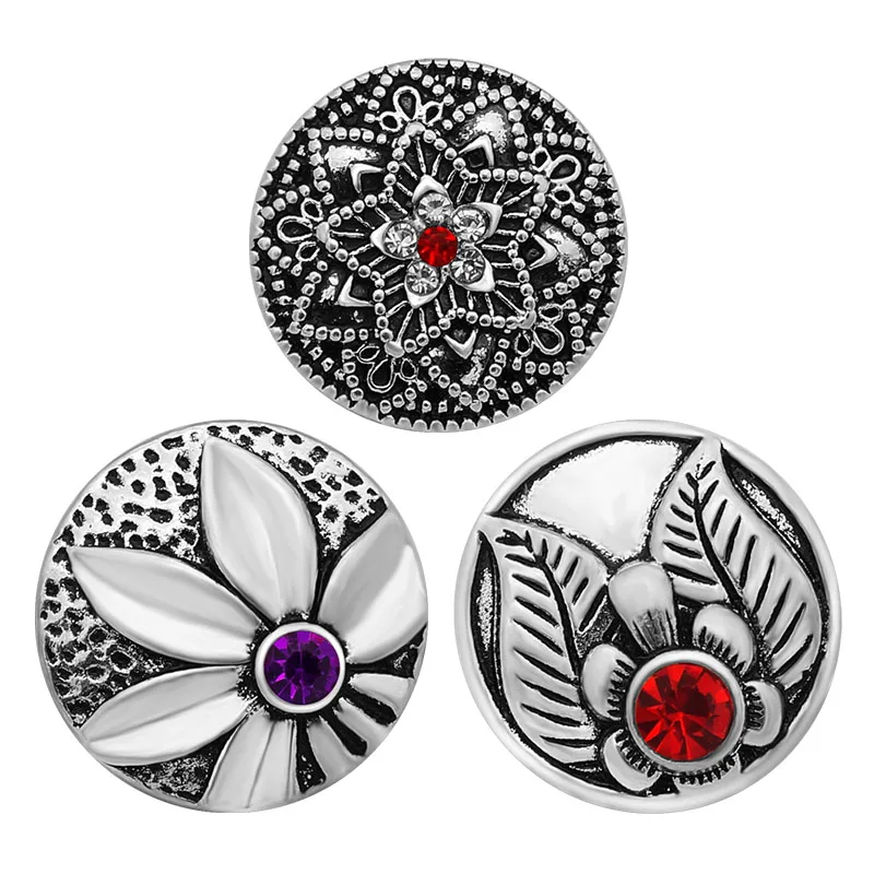 New Beauty Flowers pattern rhinestone 18MM snap buttons for snap jewelry wholesale KZ3234