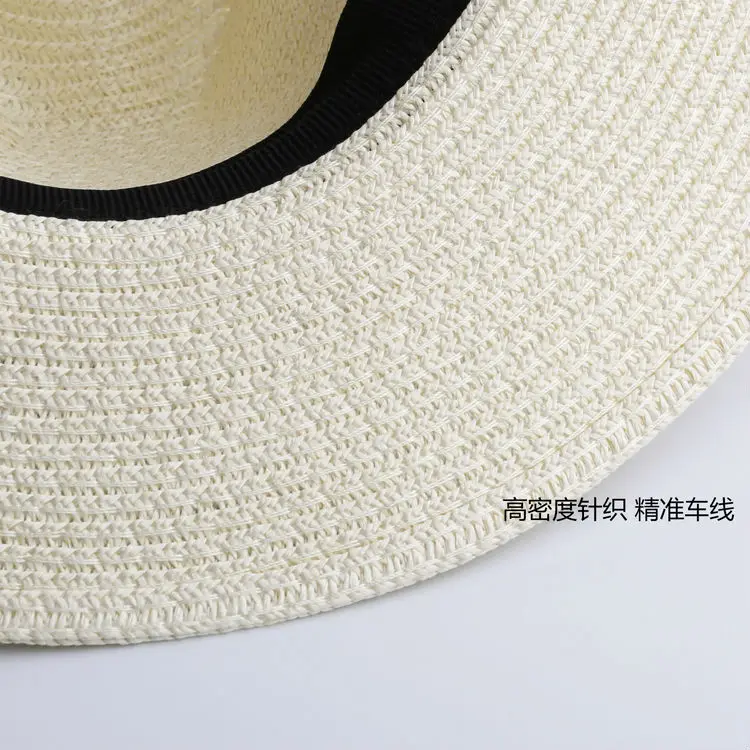 LNPBD Summer fashion white flat brim wide brim women\'s strawhat women\'s jazz fedoras hat sun-shading hat beach cap summer