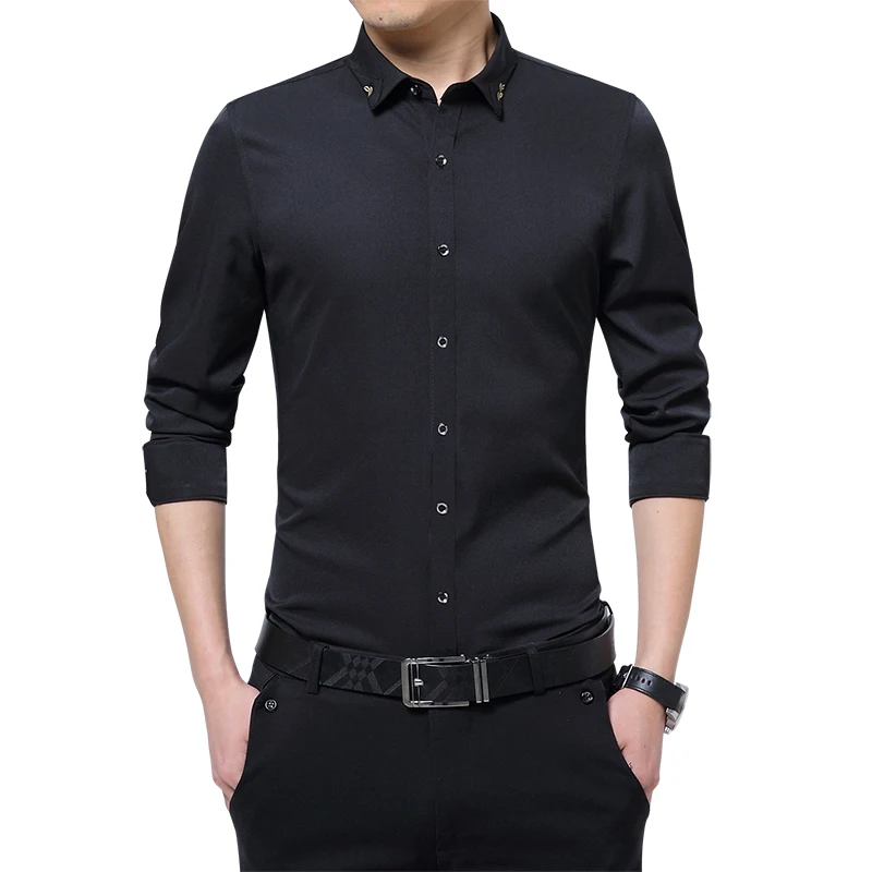 Davydaisy 2019 nova primavera 95% fibra de poliéster camisa masculina manga longa não-camisa de ferro camisas casuais fino ajuste homem vestido camisa ds232