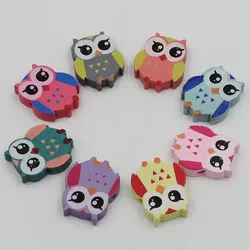 50pcs/lot Wholesale Colorful Lead-free Owl Wood Beads for Bracelet/Necklace 21x17mm k04017