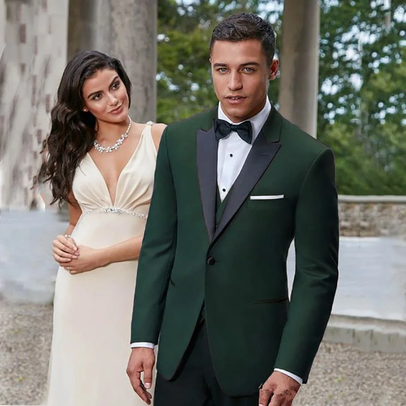 

Jacket+Vest+Pant Hunter Green Men Suits Grooms Suits For Wedding Blazer Jacket Men Groomsmen Suits Tuxedos Formal Men Cloth