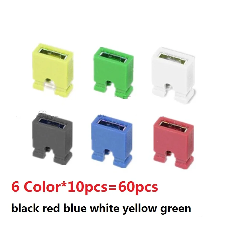 Jumper Cap Kit Set 6 Color*10pcs=60pcs Black Red Blue White Yellow Green Color Short Cut Block Pack Assorted Short Circuit Cap