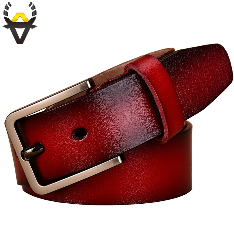 Fashion genuine leather belts for women Luxury Designer Silver Pin buckle belt female Quality cow skin waist strap Width 3.3 cm