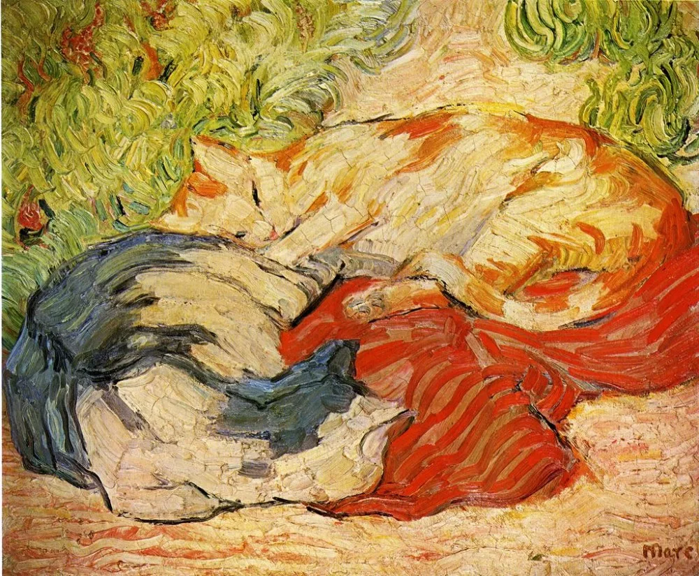 High quality Oil painting Canvas Reproductions Cats 1910  By Franz Marc  hand painted