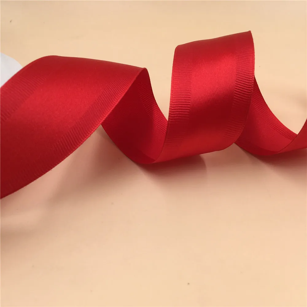 

38MM X 25yards Red wired satin ribbon with grosgrain edges for gift box wrapping wedding flower decoration N2145