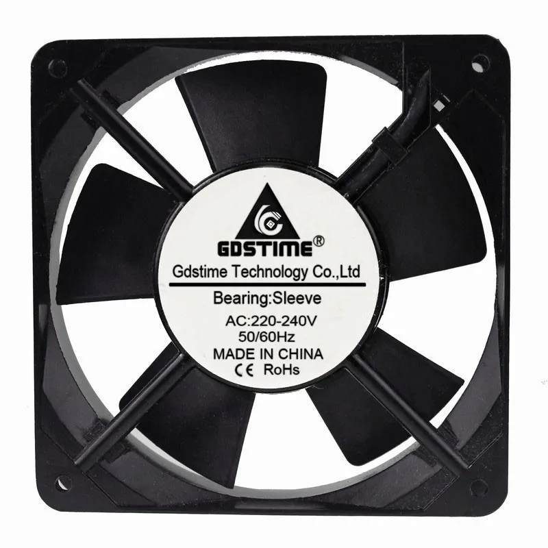 Gdstime 1 Piece New Case Cooler 120x120x25mm 120mm 2Wire 110V 120V 220V 240V Air Flow Exhaust AC Cooling Fan