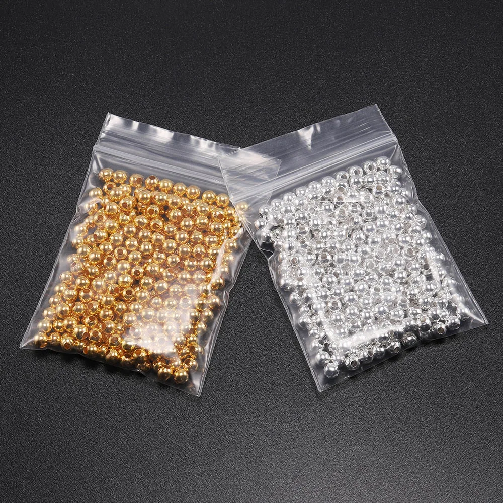 30-500 teile/los 2-10mm Gold Farbe Runde Spacer Perle Ball Ende Metall Rocailles Für Armband Halskette DIY Schmuck Machen Zubehör – Detail 5