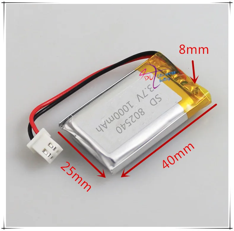 li-po XHR-2P 2.54 1000mAh 802540 3.7V lithium polymer battery 852540 scan code instrument speaker driving apparatus