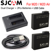 Original SJCAM M20 Battery (2pcs Batteries + Dual Charger)900mAh Rechargeable Li-ion Battery for SJCAM M20/M20 Air Action Camera