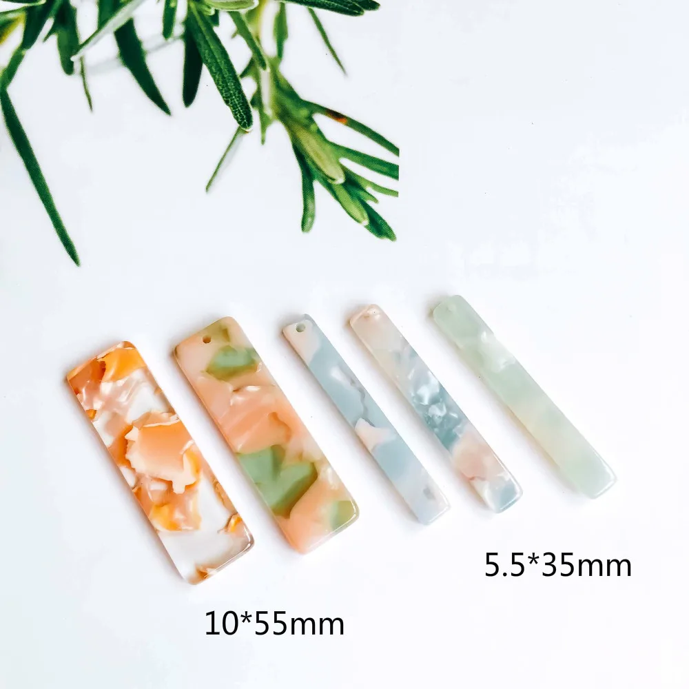 Strip Shape Resin Plastic Acetic Acid Eardrop Diy Material Pendant Necklace Earring Charms Jewelry Component 8pcs