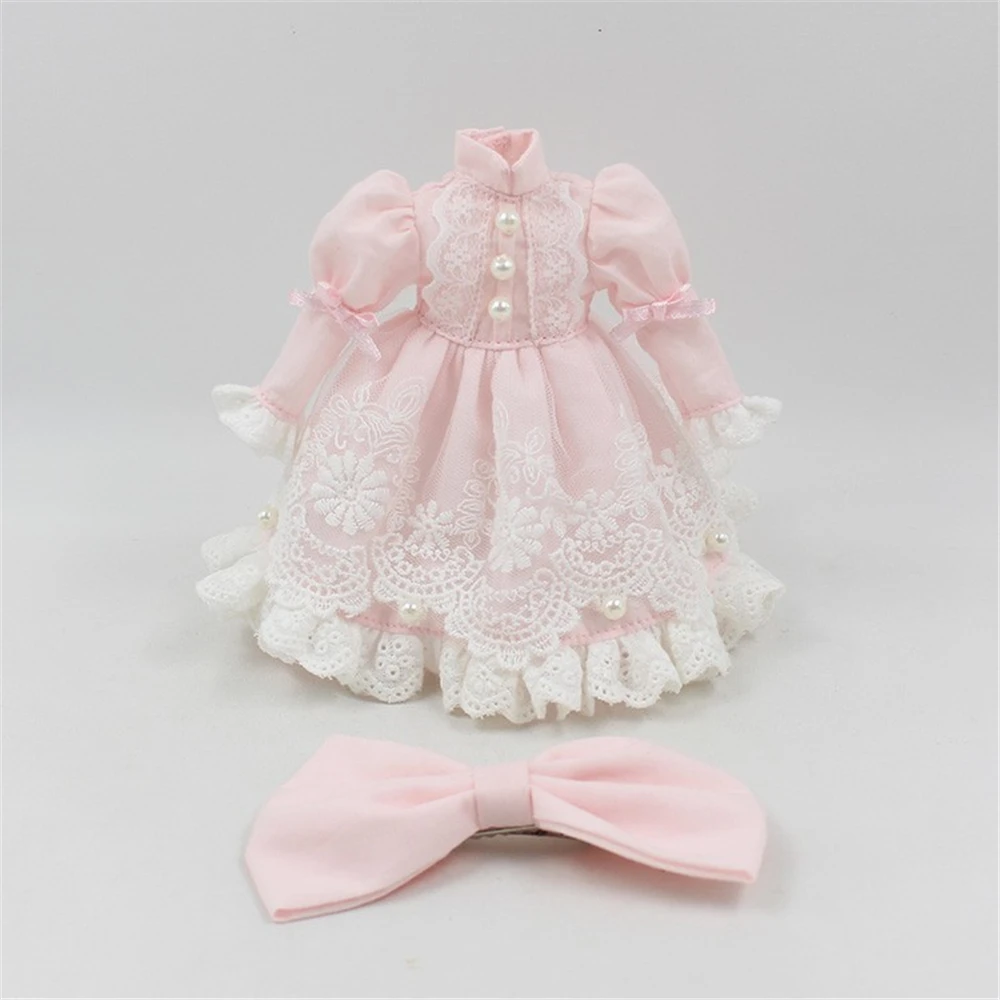 Clothes For 1/6 Blyth Dress With Collar Lace and Hairdress 2 Colors
