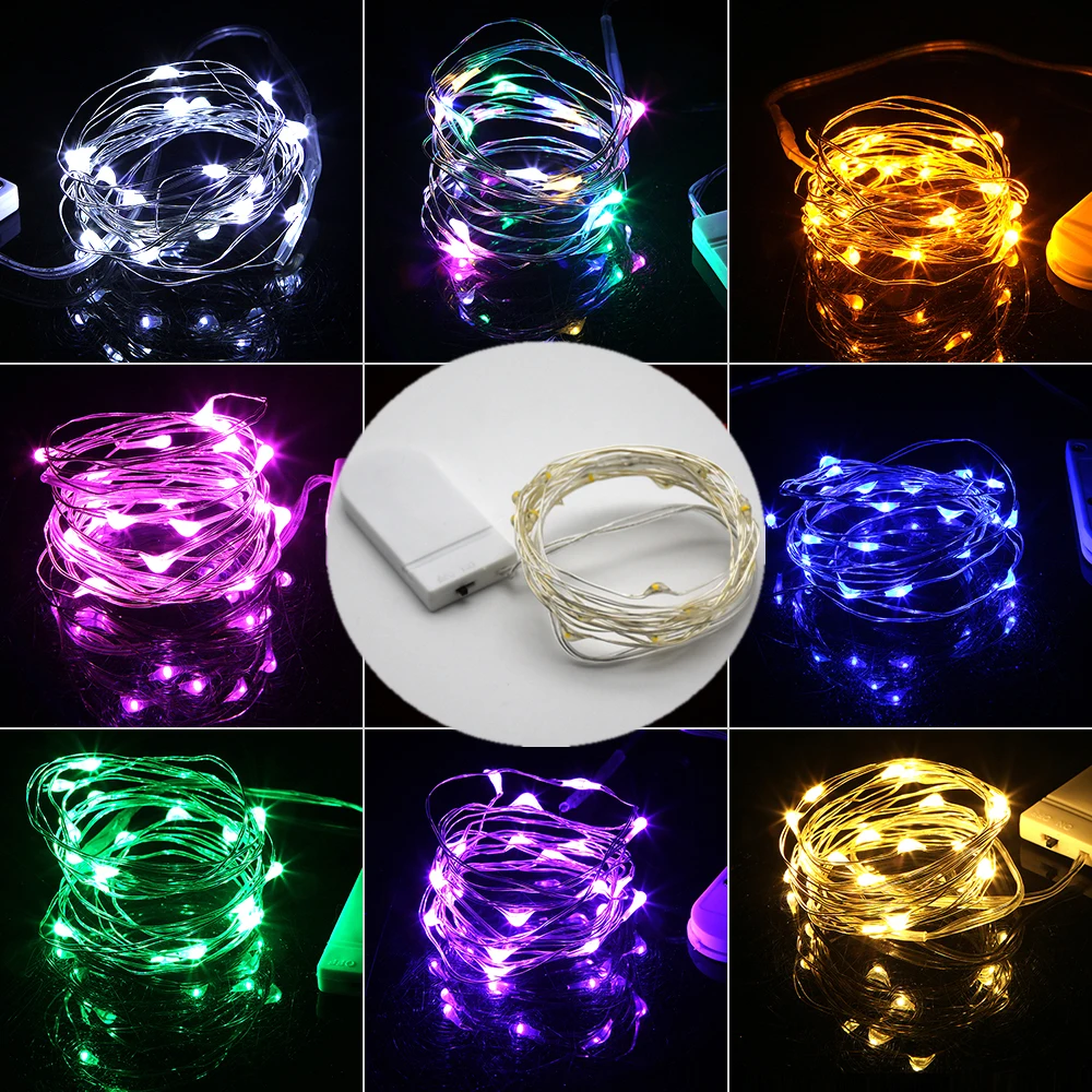 Mini LED String light 2M Silver Wire Fairy Lights for Garland Home Christmas Wedding Party Decoration Powered by CR2032 Battery