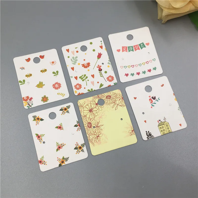 

50Pcs 5x4cm Beautiful Paper Earring Cards Jewelry Accessory Packaging Displays Cards For Earrings /Eardrop/Ear Hang Price Tags