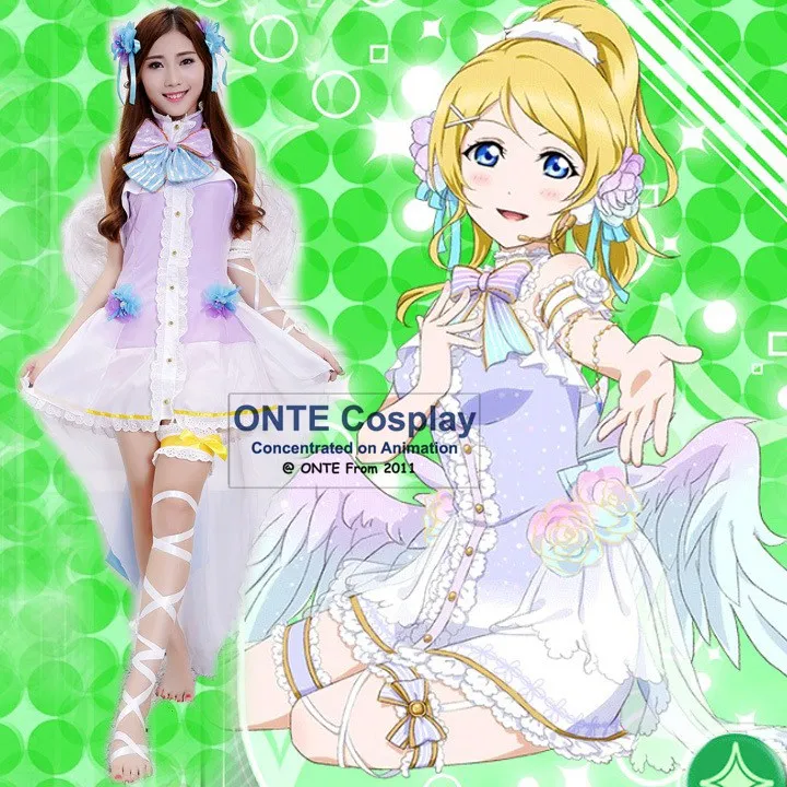 Love Live All Members White Day Angel wings Dress Cosplay Costumes Yazawa Nico /Sonoda Umi/ Minami Kotori Lolita Maid Uniform