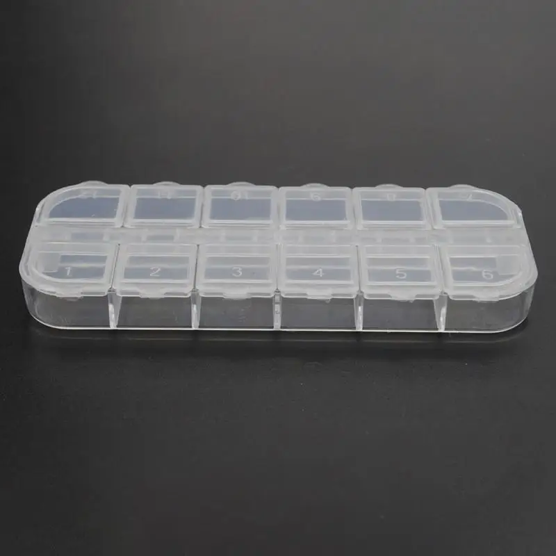 12 Grids Plastic Storage Case Small Thing Container Nail Art Products Box Rhinestone Earring Jewelry Compartment Storages Casing