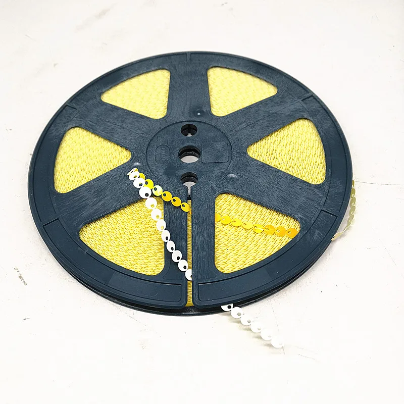 

12pcs Garments Parts Two side sequins length 95meters/reel Yellow and White (8920) 5mm side hole Sequin Reels