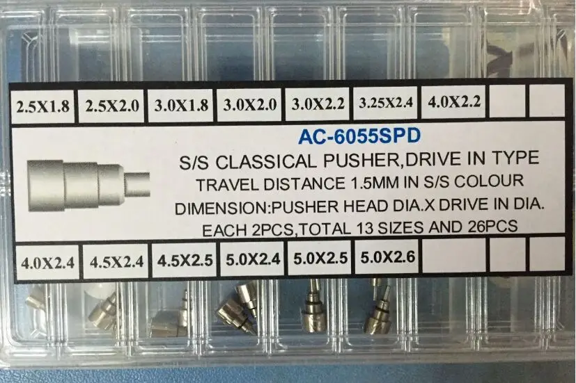 Gratis Verzending 1 Set Rvs S/S Klassieke Pusher Drive In Type Knop/Horloge Pusher