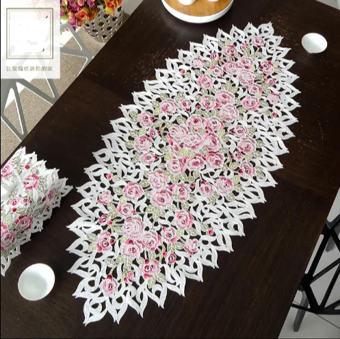 Elegant Embroidery Table Runner Pastoral Fabric Tea tablecloth, Luxury Table mat table Cover for decoration50*110cm